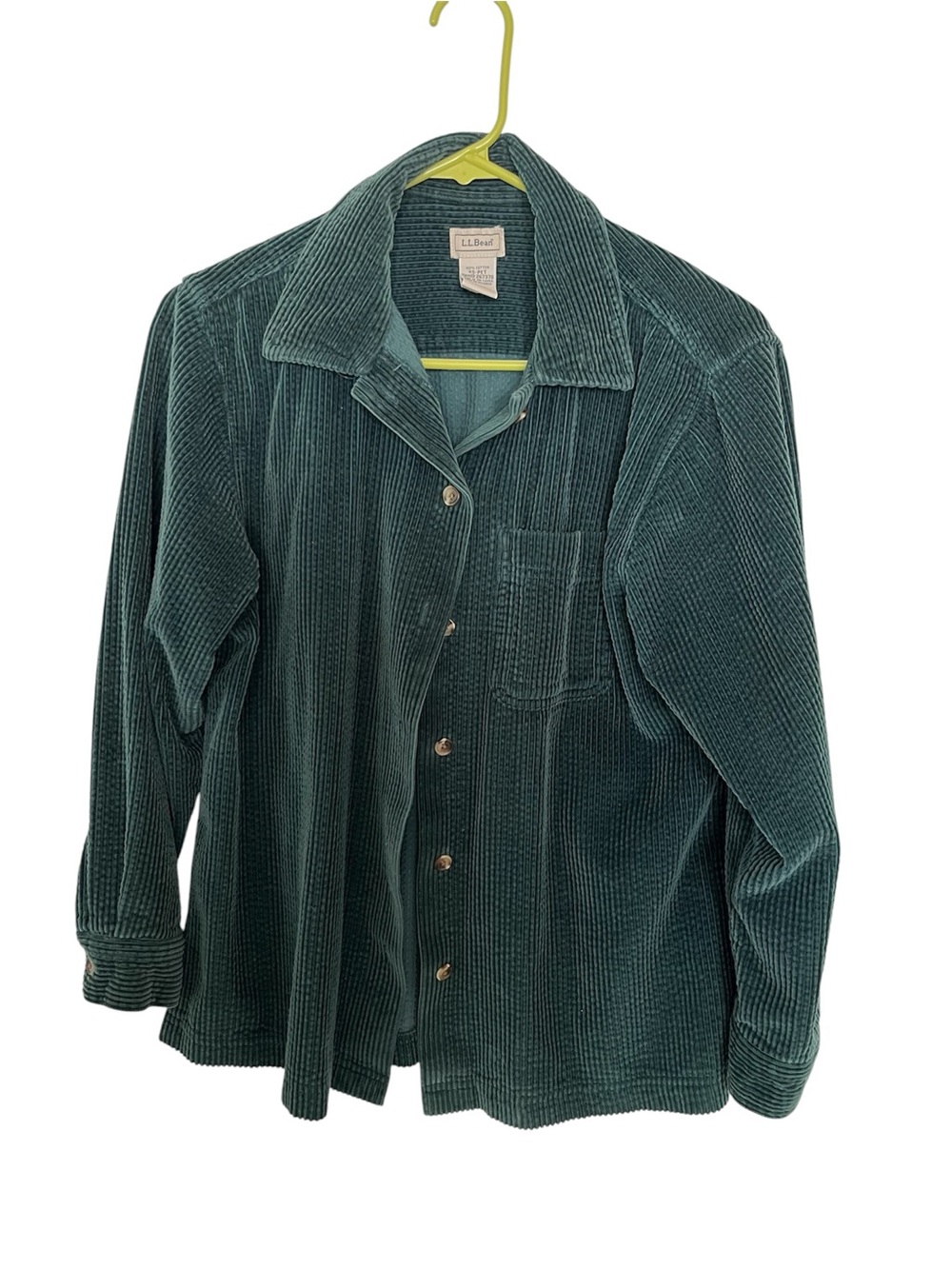 L.L. Bean Women’s XS-PET Deep Teal Corduroy Button Shirt Jacket